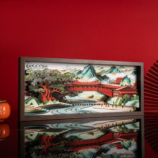 山城文创 原创浙南闽东非遗廊桥3D剪纸相框摆件商务送礼可定