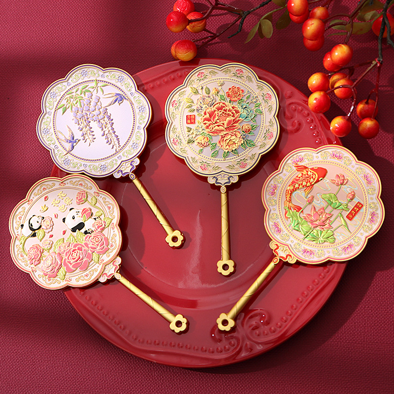 山城文创丨中国风手持化妆镜金属浮雕旅游纪念品随身镜生日礼物