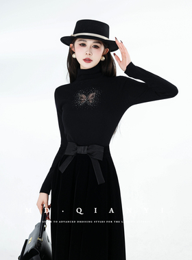 MD千亿【漫柔雾月】2025冬季款休闲百搭长袖蝴蝶打底上衣