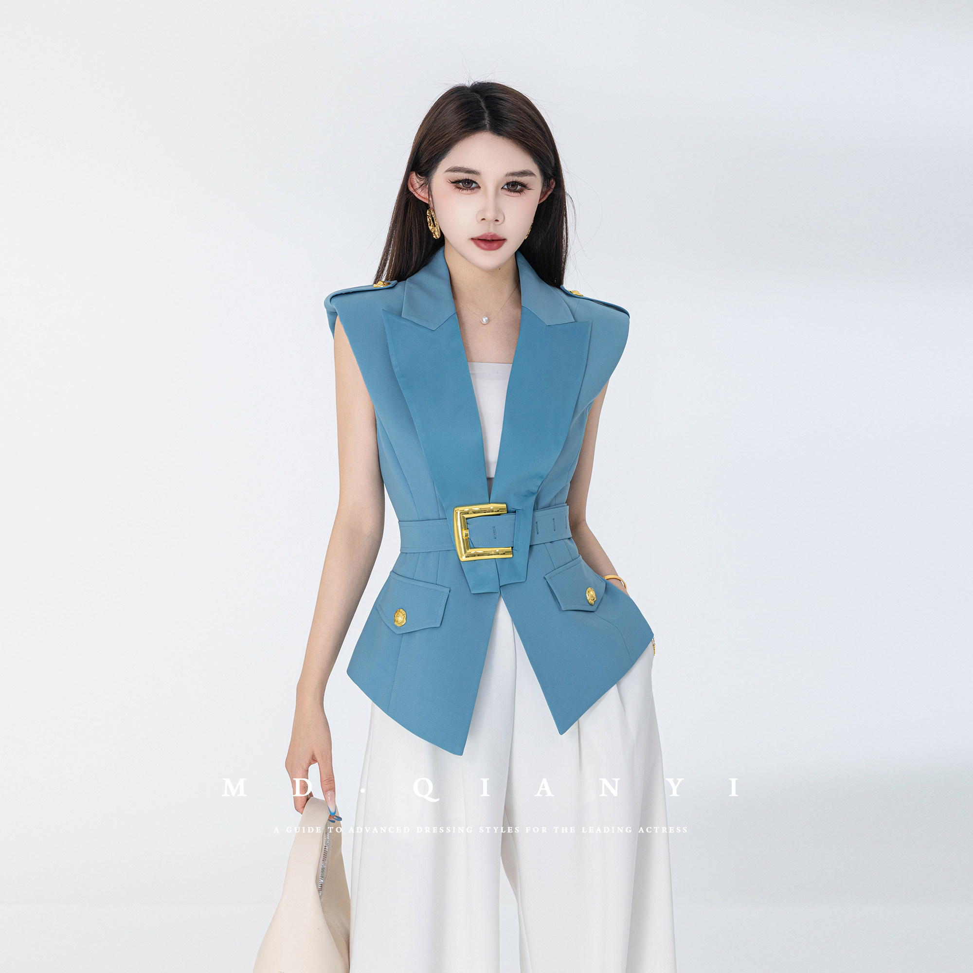 MD千亿【风屿夏序】夏季新款气质轻奢显瘦百搭收腰马甲上衣