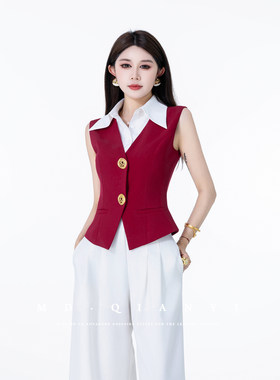 MD千亿【夏水无羁】2026夏穿搭显瘦设计感撞色拼接上衣马甲