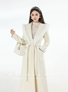 MD千亿【白色相纸】2026厚款气质保暖拼接大衣外套