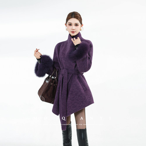MD千亿【紫梦轻柔】2025冬季时尚休闲保暖冬季羊毛毛呢大衣