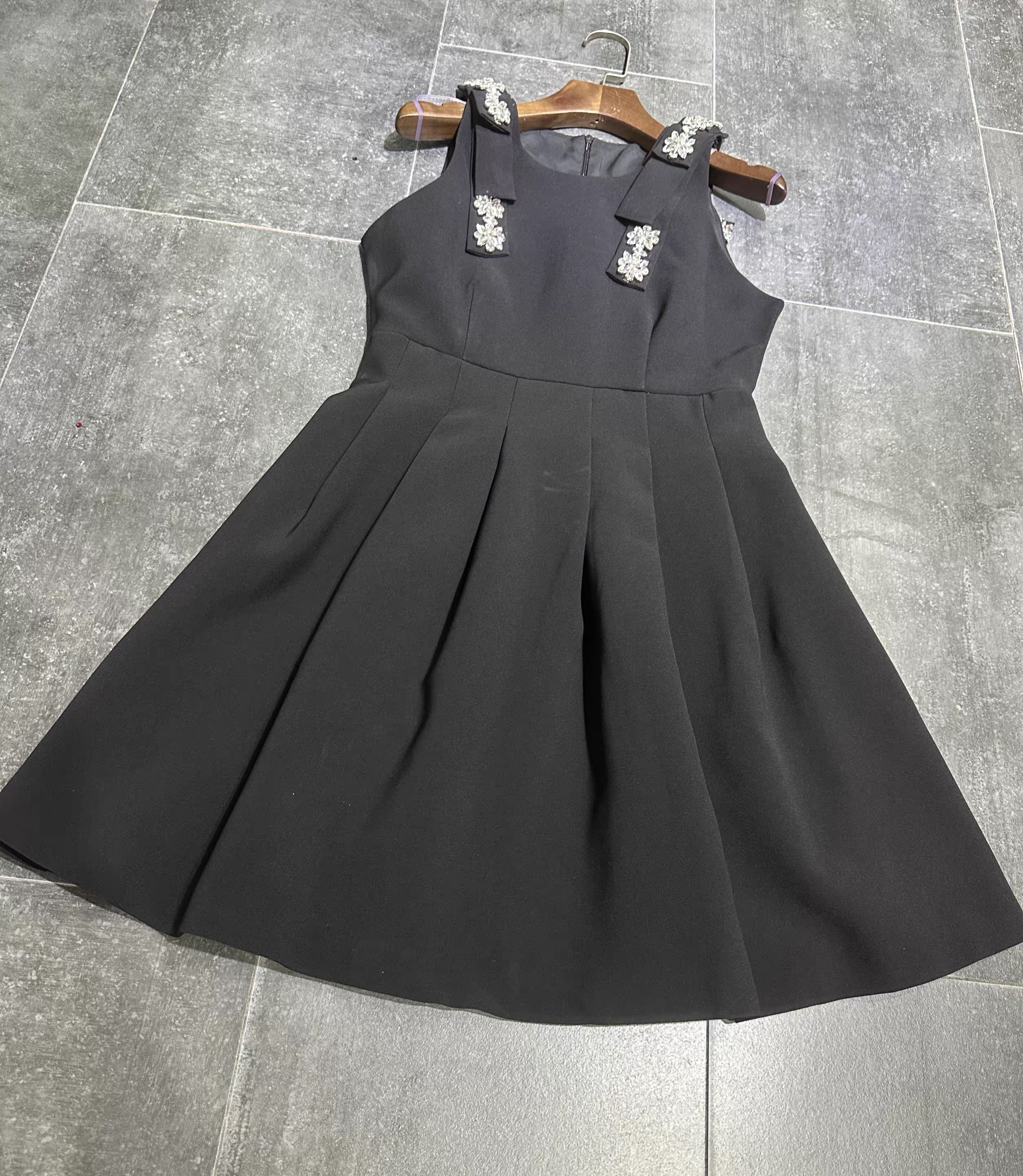 春秋背心订钻修身收腰连衣裙礼服裙