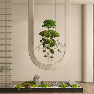 仿真绿植悬浮垂吊空间悬挂仿生植物别墅玄关隔断橱窗微景观摆件