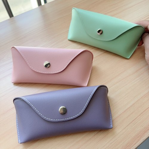 皮质按扣便携眼镜收纳盒