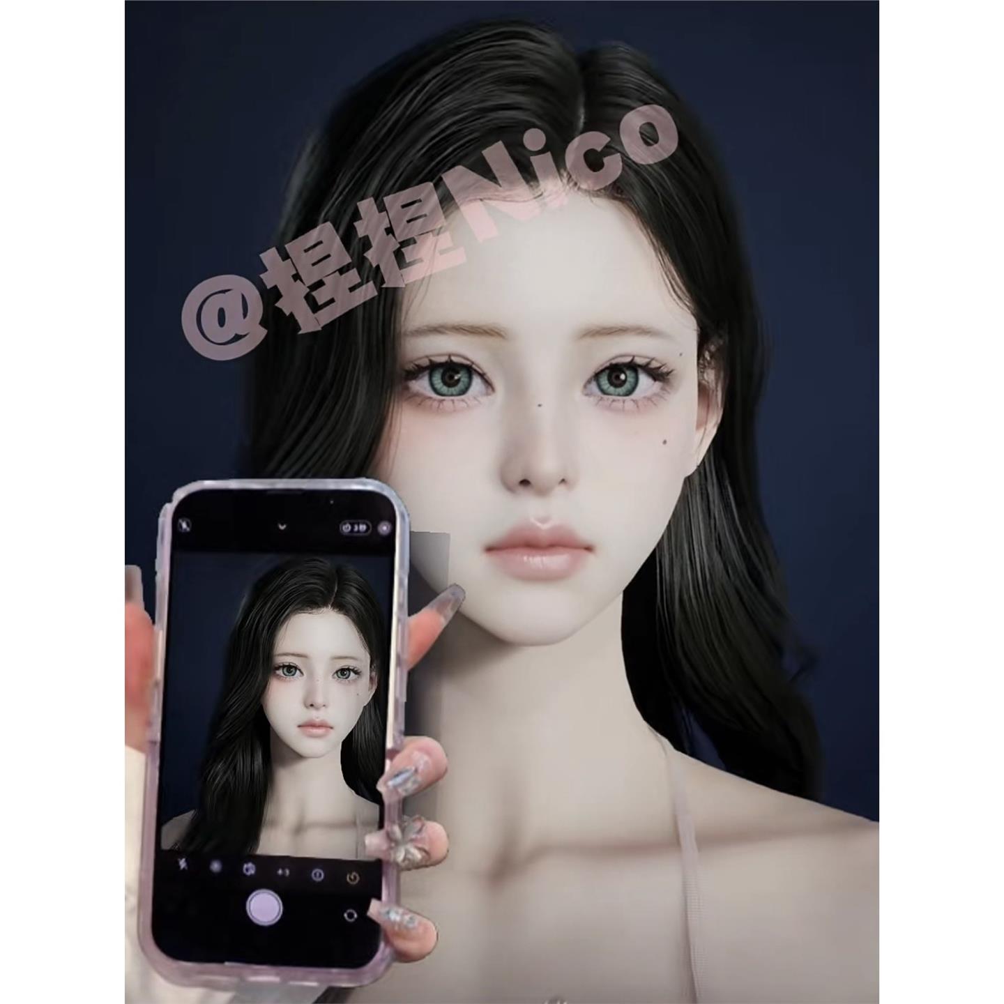 Nico原创 永恒之塔2捏脸仙女 真人风格 恩娜 天魔族数据 Aion2