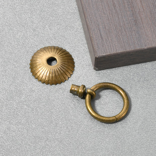 吊牌拉手复古衣柜橱柜中式门把手仿古铁抽屉拉手青古铜圆形拧螺丝