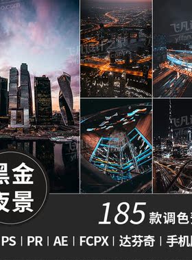 LR138-城市黑金夜景黑暗建筑 Lightroom预设 LR/PS/PR/AE/LUT滤镜