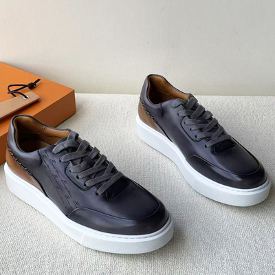 胎牛皮手工擦双色男士真皮休闲鞋