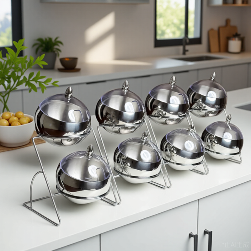 商用带盖容器咸菜碗罐小菜展示盒自助餐台架子不锈钢火锅店调料架