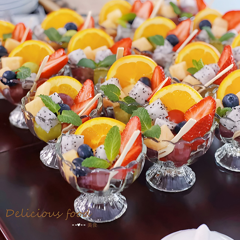 餐具位上果盘高脚盘轻奢高档美容院水晶玻璃碗水果碟小精致高颜值