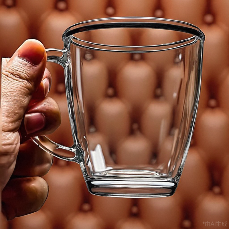 水晶玻璃杯水杯茶杯喝绿茶咖啡马克杯子带把手耐高温男家用高端大