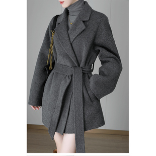 小个子洋气大衣2025新款双面羊绒短款羊毛女冬季灰色呢子毛呢外套