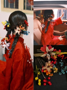 新中式晨袍手作发饰小众设计感头饰婚礼跟妆旗袍花系减龄发饰跟妆