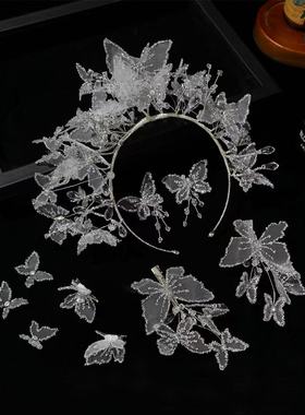 2026新款蝴蝶发饰敬酒服配饰仙气晨袍手作发饰跟妆头饰巨仙气6935