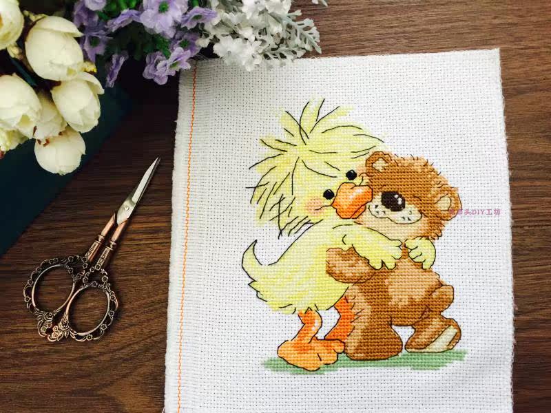 纯手工十字绣成品q3现货小黄鸭(实物图)全国包邮