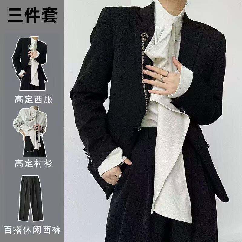 山本耀司风复古修身中性西装套装