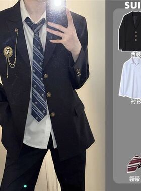 红色dk制服西装套装男装校供感学院风毕业季学生百搭西服班服外套