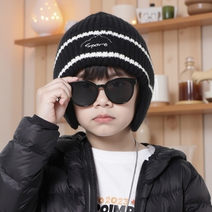 保暖帽子中小学生亲子滑雪冰套头帽子男童大孩毛线围脖套护耳帽子
