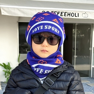 流行满印花新年款帽子中大童冬天加厚保暖骑车运动户外登山套头帽