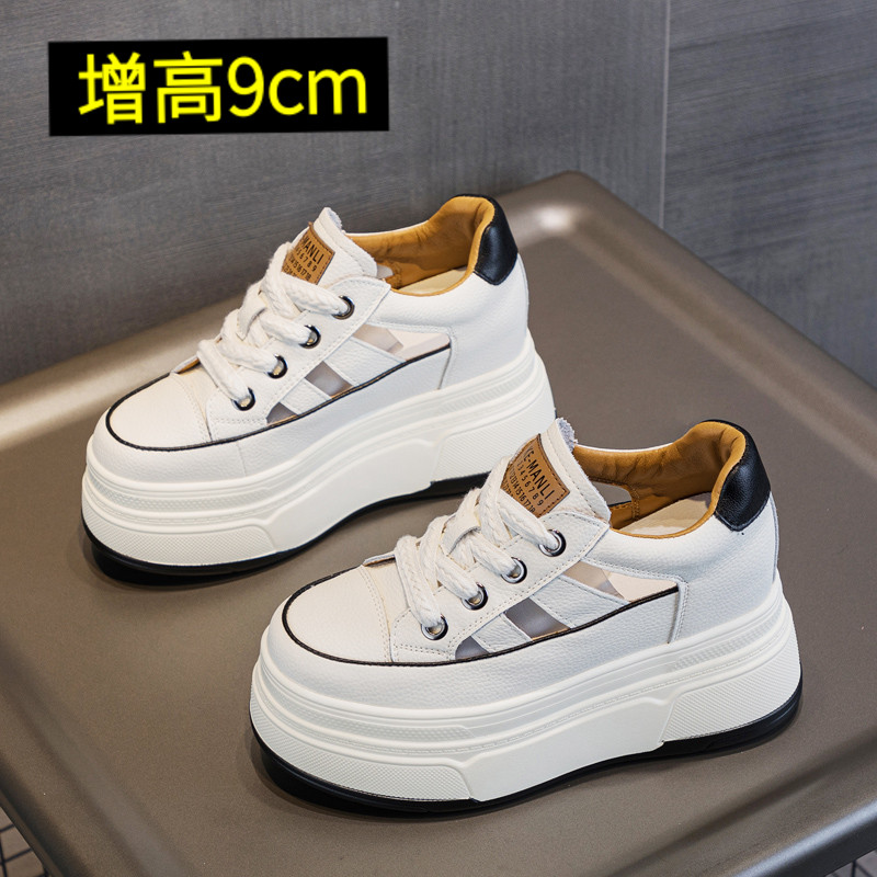 增高9cm软底轻便不重透气小白鞋图片