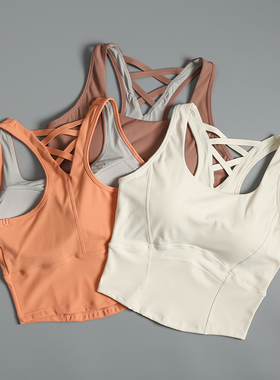 运动文胸女美背性感瑜伽服背心一体式跑步防震外穿健身内衣bra