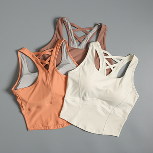 运动文胸女美背性感瑜伽服背心一体式跑步防震外穿健身内衣bra