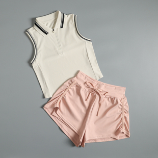 健身套装女夏季高级感晨跑步训练速干背心短裤时尚专业运动瑜伽服