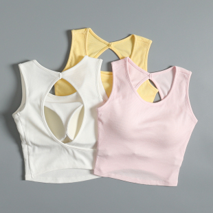 镂空美背运动内衣女夏高强度跑步训练防震文胸一体式 瑜伽健身背心