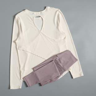 镂空美背晨跑训练长袖 高颜值健身房瑜伽服 女秋季 宽松透气运动套装