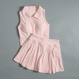 羽毛球服运动套装女2026新款瑜伽上衣背心网球短裙跑步速干健身衣