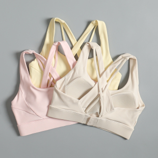 细肩带美背运动内衣女外穿高端一体式 胸垫瑜伽背心防下垂健身文胸