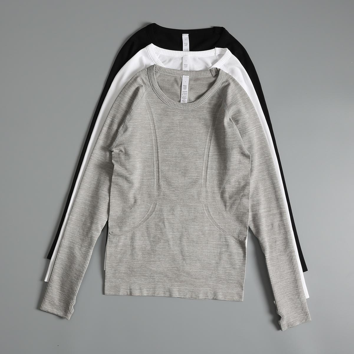 运动上衣女秋冬款修身显瘦圆领速干瑜伽服专业跑步训练健身服长袖