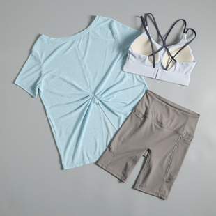 绝美薄款瑜伽服套装女夏2026新款宽松短袖t恤运动长裤健身速干衣