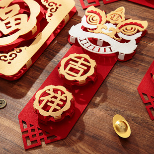 2026年新年春节马对联镂空中式窄猫眼挂春联窗花玻璃贴房门装饰迷