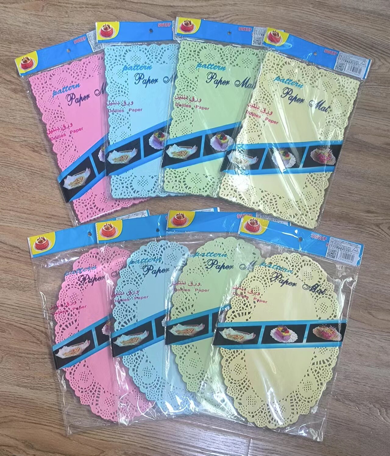 长方彩色花底纸厨房油炸食物蛋糕点心烘焙烧烤装饰摆盘镂空花边纸