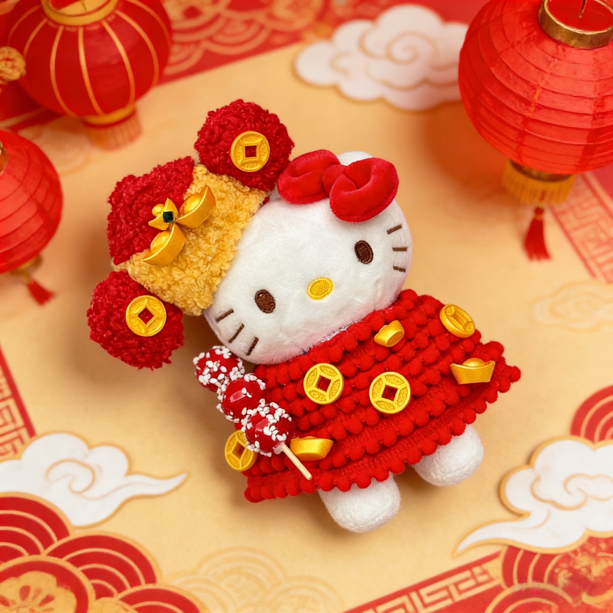 helloKitty挂件娃衣KT猫毛绒玩偶公仔可穿新年套装适配拉布布衣服图片