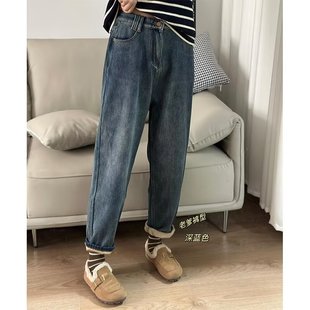 胖mm梨形身材显瘦高腰遮垮哈伦老爹裤 2025冬季 女大码 牛仔裤 子 新款