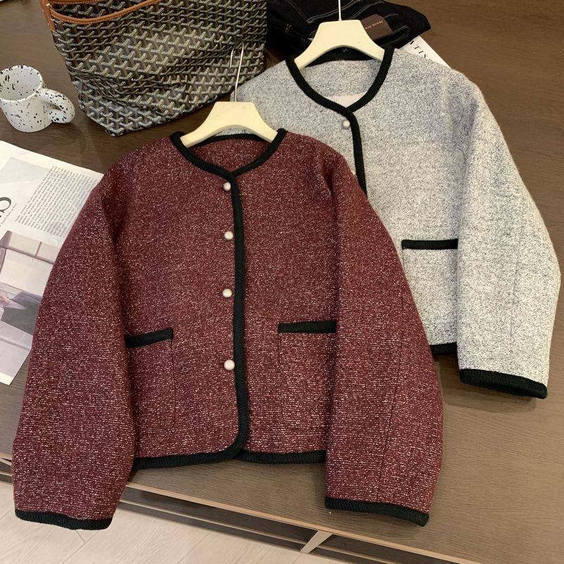 J94毛呢小香风外套女2024秋冬季气质时尚百搭高级感加厚短款上衣,女装/女士精品,短外套,淘宝优惠券,粉丝福利购,淘宝优惠卷