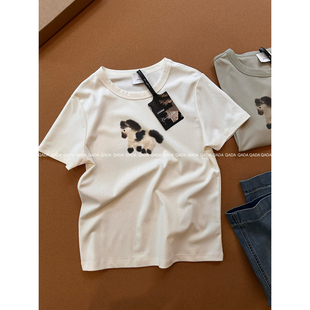 宽松百搭棉质半袖 上衣潮 新款 T恤女2026夏季 高货 F14马年短袖