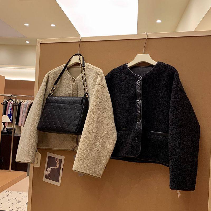 Q17羊羔绒外套女设计感小众2024秋冬季新款宽松休闲复古短款上衣,女装/女士精品,短外套,淘宝优惠券,粉丝福利购,淘宝优惠卷