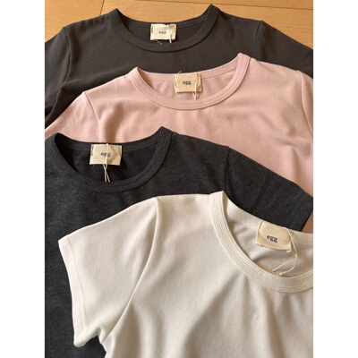 韩国鸡蛋家  A33高弹力短袖T恤女夏季简约百搭正肩纯色打底衫上衣