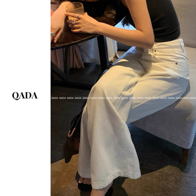 【柜200+】Q47白色牛仔裤女阔腿裤2026夏高腰宽松白牛直筒拖地裤