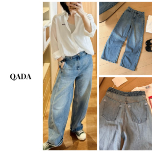 2026夏季 女薄款 新款 高腰宽松显瘦阔腿裤 原单 长裤 Q64直筒牛仔裤