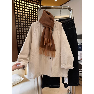 【捡漏】Q73英伦风立领风衣女秋冬淡人穿搭宽松廓形百搭收腰外套