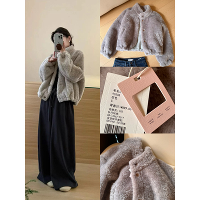 F16立领仿水貂外套女冬季宽松轻奢高级感显瘦皮毛一体环保毛外套