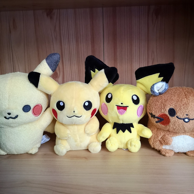 正版原单pokemon fit宠物小精灵精雷丘皮丘电电鼠毛绒公仔