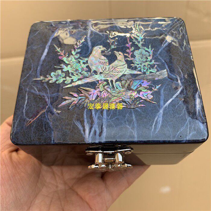 平遥漆器首饰盒  漆器耳钉盒  镶嵌贝壳首饰盒  生日礼物