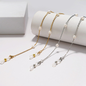 小香风淡水珍珠眼镜链口罩绳耳机防丢挂脖墨镜韩版 女防汗ins风